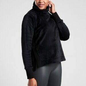ATHLETA BLACK FUNNEL NECK DOUBLE COZY KARMA SWEATSHIRT TOP